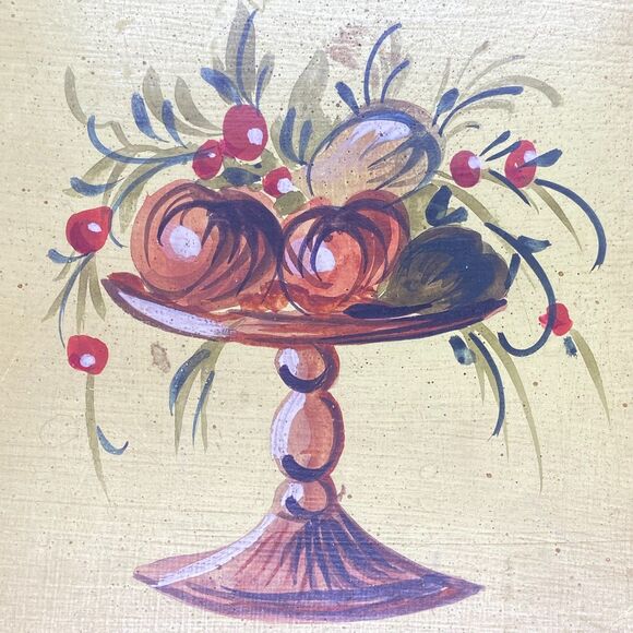 Vintage Florentia Wooden Trinket Box Italian handpainted yellow floral cute - Picture 6 of 8